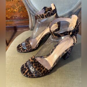 Gianvito Rossi Versilia 60 Leopard Printed Suede Ankle Strap Sandals 39/9